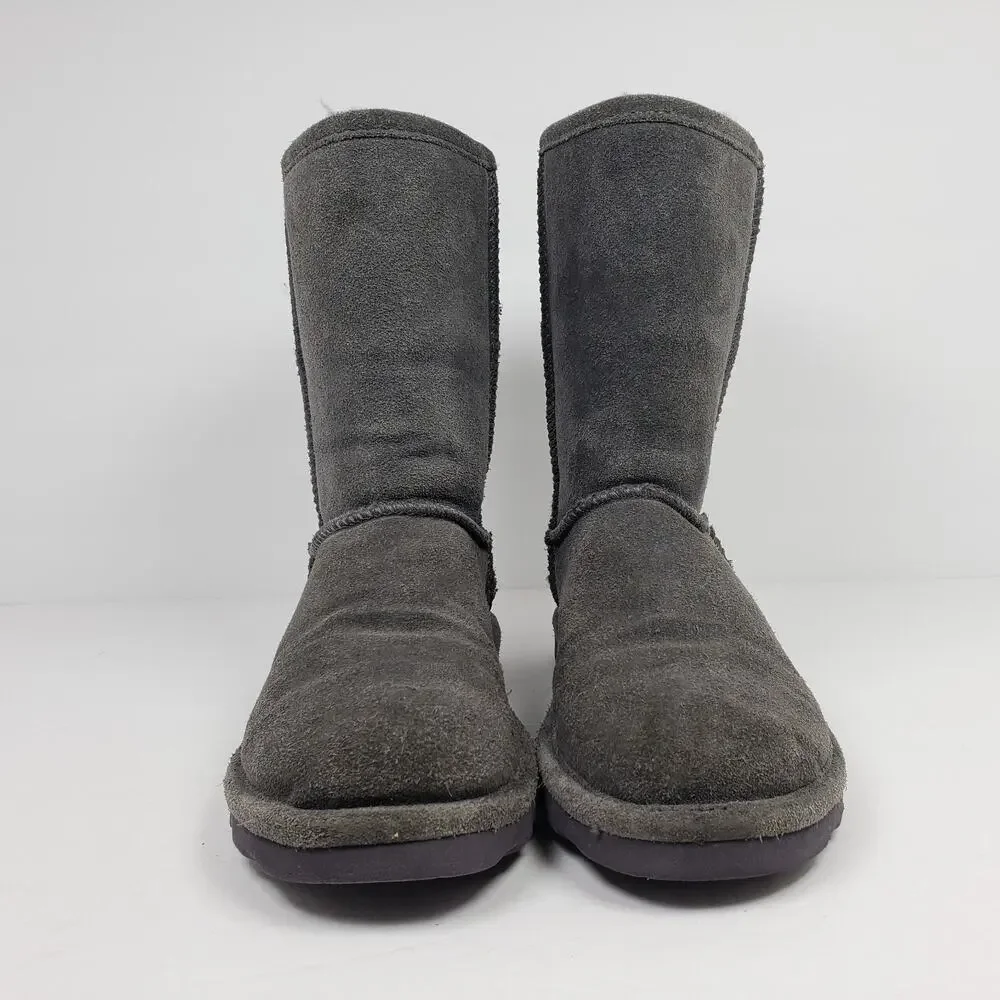 BearPaw Elle Short Womens Size 7 Gray Suede Sheepskin Warm Winter Boots 1962W